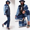 Jeans Women Straight Pants Patchwork Denim Trousers Splice Color Contrast Tassel PantsTrendy Fashion Streerwear Style Cool 2