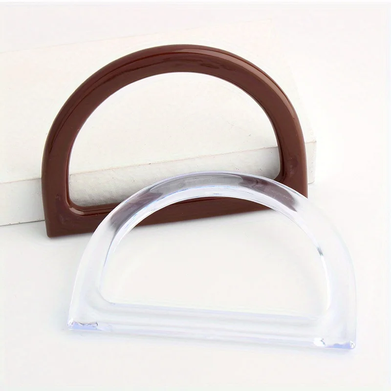 2PCS 12x8.5cm D-shaped acrylic handle Women's bag handle sand difficult woven bag handle DIY handmade bag straw bag handle