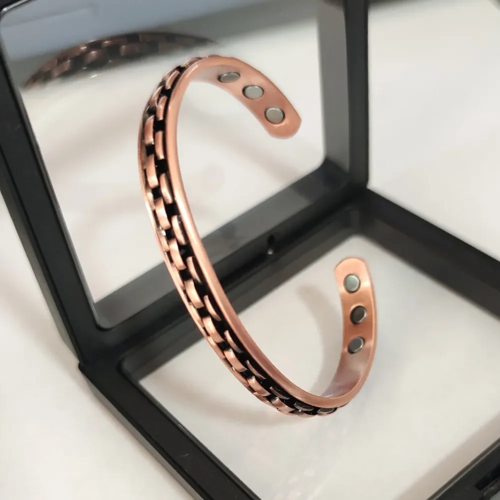 

Ikuinen Magnetic Copper Bracelet Adjustable Cuff Energy Magnetic Bracelet Wristband Stripe Health Men Bracelets Women