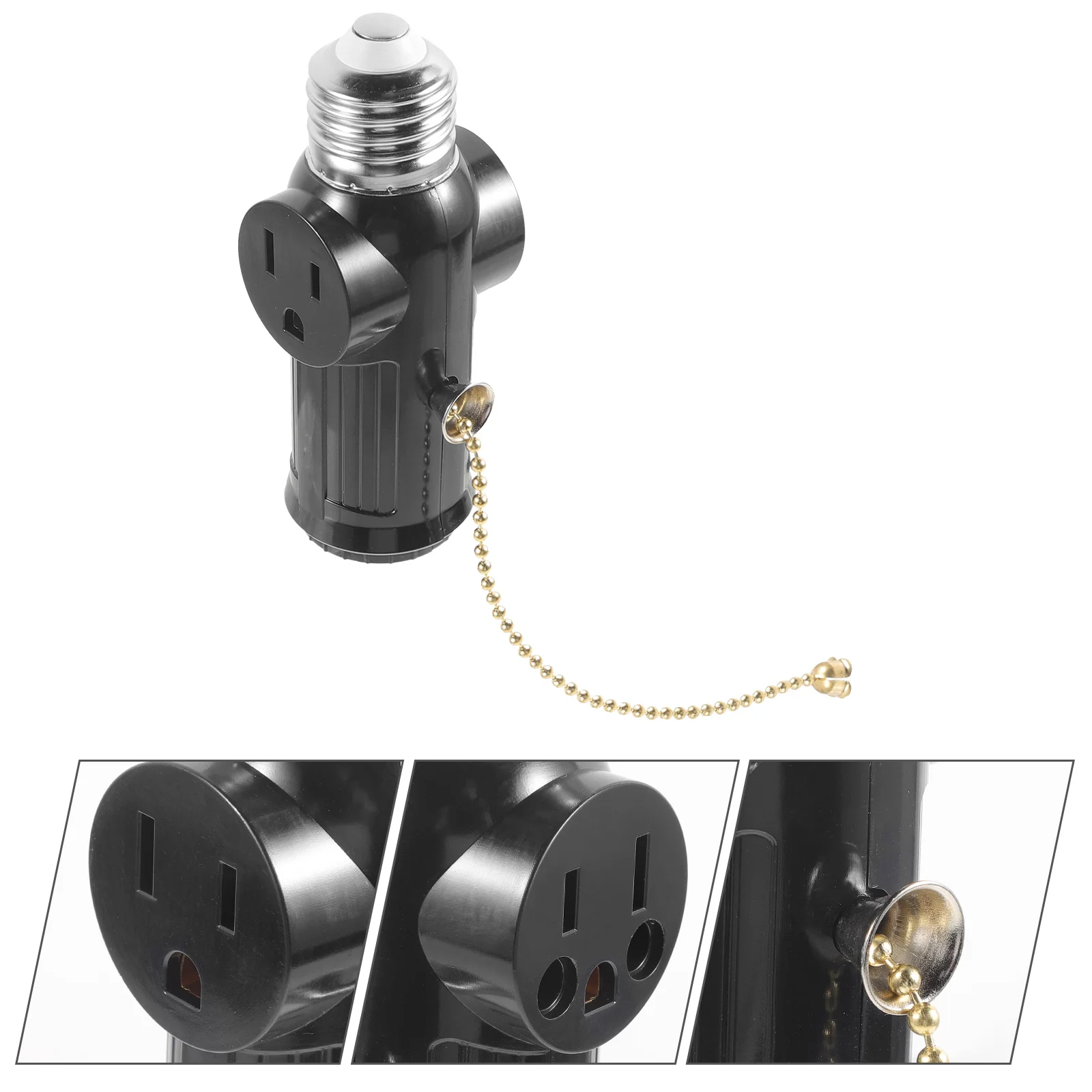 

US Standard E26 Split-fire Dual Three-plug Lamp Holder Conversion with Zipper Switch (zipper Model) Light Bulb Splitter