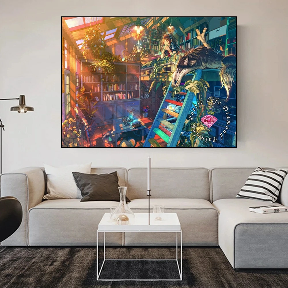 Description Picture 5 of itemDreams River Skeleton Flower Diamond Rhinestone Painting Cross Stitch Embroidery Bathtime Stairs Poster Mosaic Cozy Home Decor