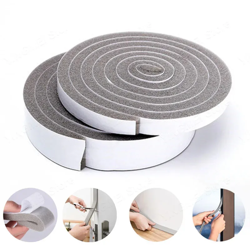 Air Conditioner Insulation Foam Tape Sponge Window Sealing Strips Sound-Proof Weather Stripping Door Seal Gap Blocke door seal strip sealing strip tape window seal strip sealing tape sealing strip door weatherstripping soundproof foam 2 Roll（4M）