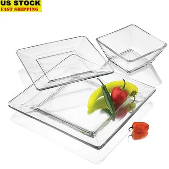Square Clear Glass Dinnerware 1