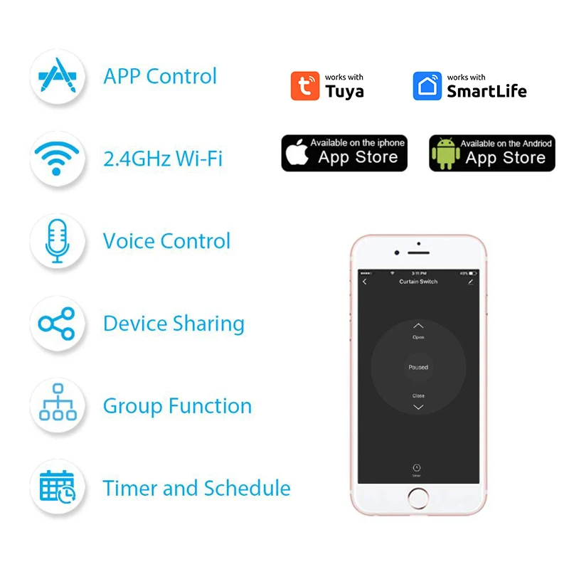 

Умный выключатель Wi-Fi Tuya Smart Life, дистанционное управление через приложение, работает с Alexa Home, 3 А