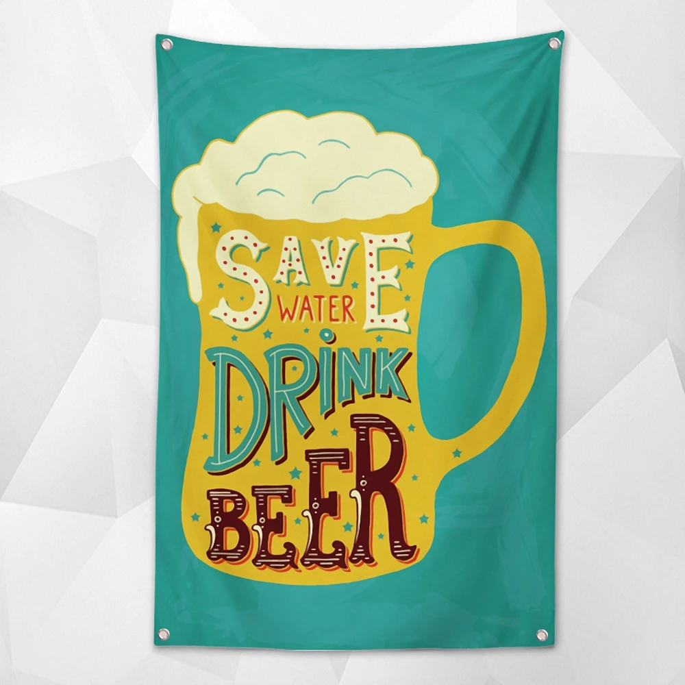 

SAVE WATER DRINK BEER Banner Wall Hanging Flag Canvas Painting Beer Festival Posters and Prints Bar Pub Club Man Cave Wall Decor