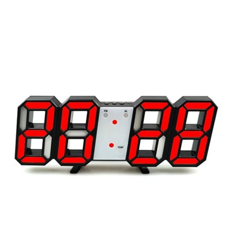 3D LED Digital Alarm Clock Three-dimensional Wall Hanging Watch Table Calendar Thermometer Electronic Furnishings 