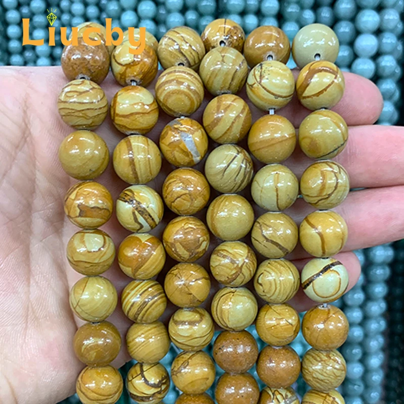 

Natural Wood Texture Stone Smooth Handmade Beads For Jewelry Making DIY Earrings Accessories Bead Perles15" Strand 4/6/8/10/12mm