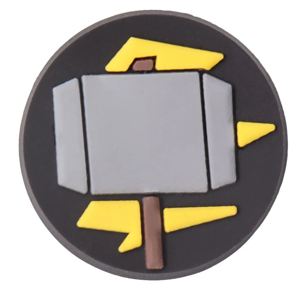 1-10Pcs Batman Superman Thor Captain America Sign Shoe Buckle Charms Round Decorations DIY Kids Avengers Party Gift
