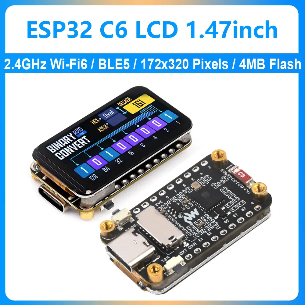 บอร์ดพัฒนา ESP32 C6 หน้าจอ LCD 1.47 นิ้ว WiFi6/BT