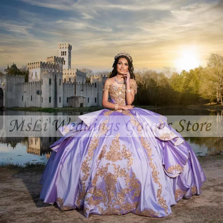

Purple Quinceanera Dresses Ball Gowns For Sweet 16 Girl Off The Shoulder Birthday Party Prom Dress Lace-up Abiti Da Cerimonia