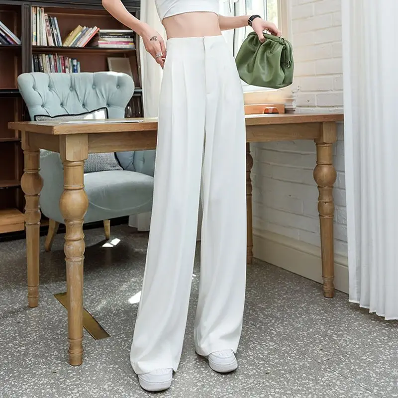 

Suit wide leg pants for women 2023 summer high waisted drape with premium feel slimming straight tube casual floor mop pants