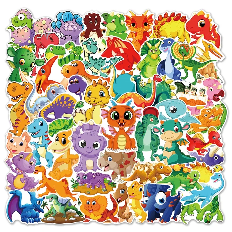 10/30/60PCS Cartoon Dinosaur Sticker Aesthetic PVC Children's Korean Stationery School Supplies Decoration Scrapbooking for Kids 30pcs kawaii cartoon pet sticker labels decorative collage scrapbooking korean diary album stationery stickers aesthetic girly