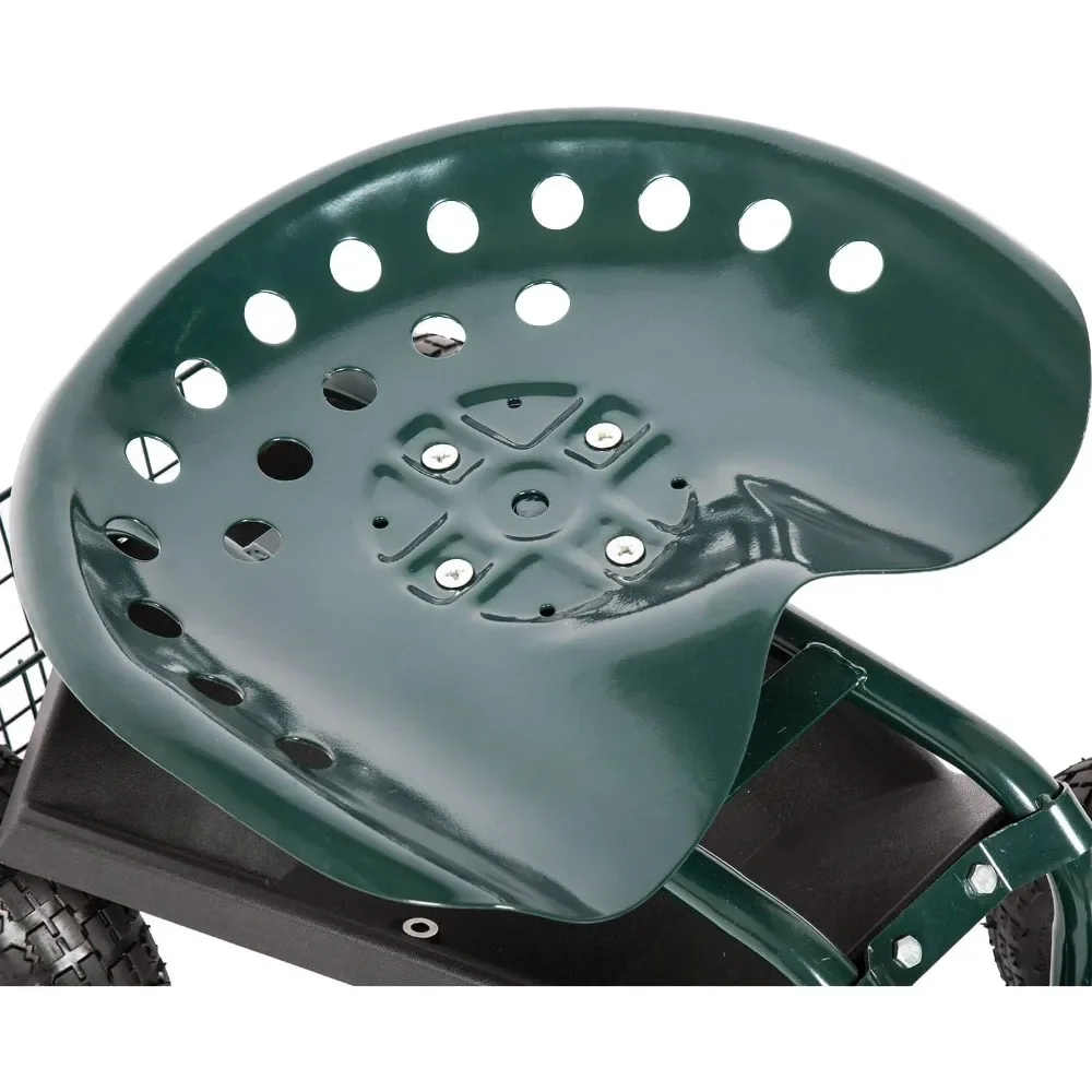 Cart Rolling Work Seat with Tool Tray Heavy Duty Scooter Gardening Planting