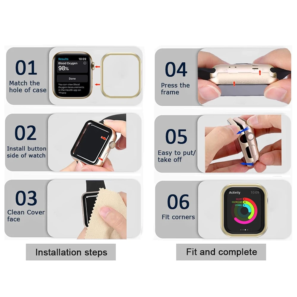 Sleek Aluminum Frame Metal Case Bumper for Apple Watch – No Screen Cover