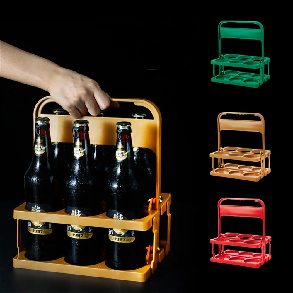 6HolesPlasticMilkJuiceBottleCarrierFoldablePicnicBeerDrinks