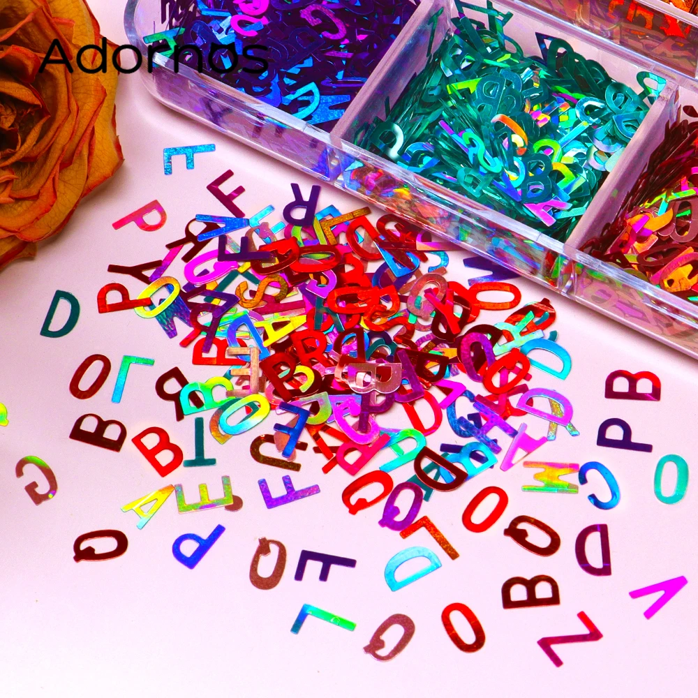 English Letter Resin Sequins Holographic Epoxy Resin Shaker - Temu