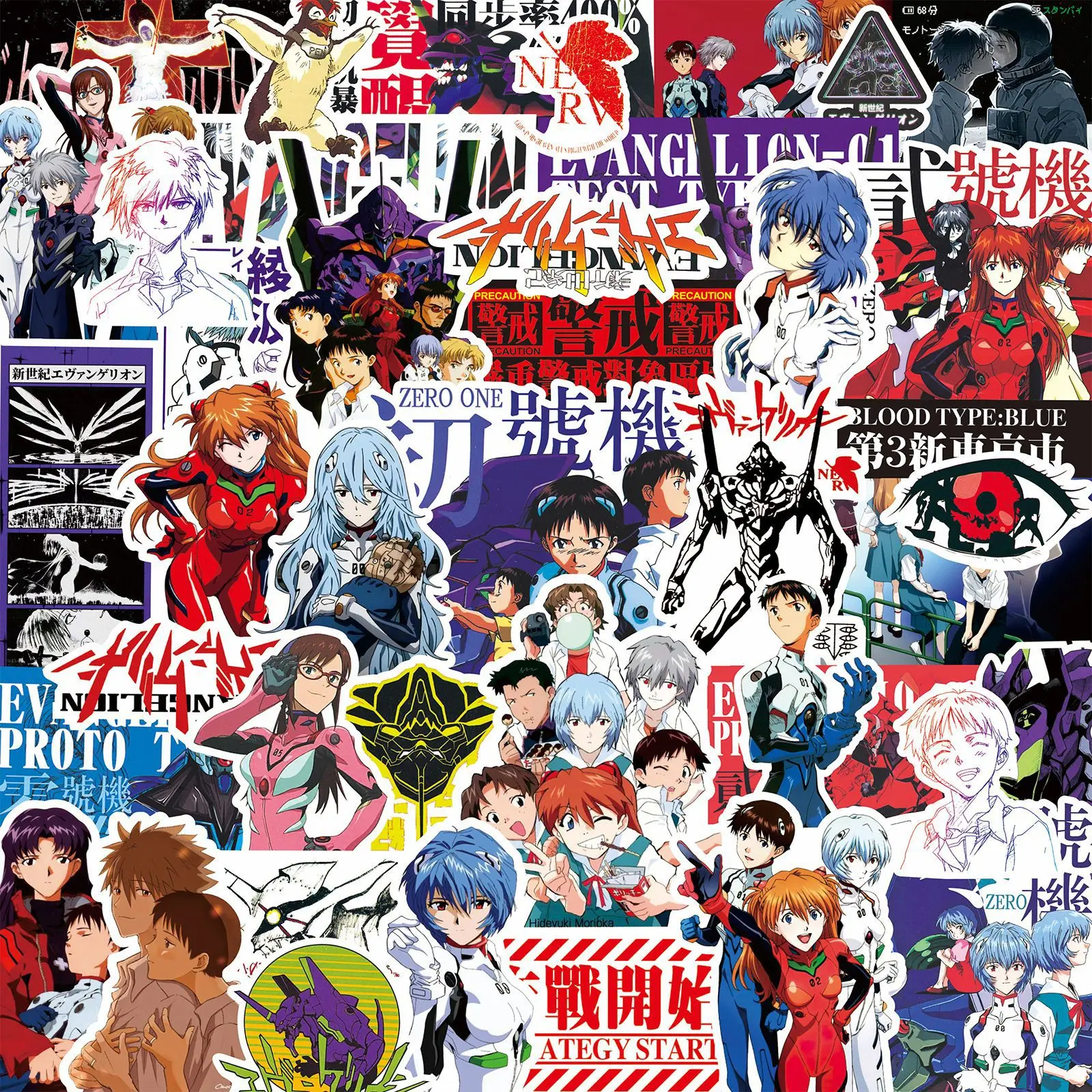70/75/145PCS Black and White Sketch Neon Genesis Evangelion Stickers Classic Anime Decals for Notebook Skateboard Bike Sticker 2