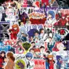70/75/145PCS Black and White Sketch Neon Genesis Evangelion Stickers Classic Anime Decals for Notebook Skateboard Bike Sticker 2