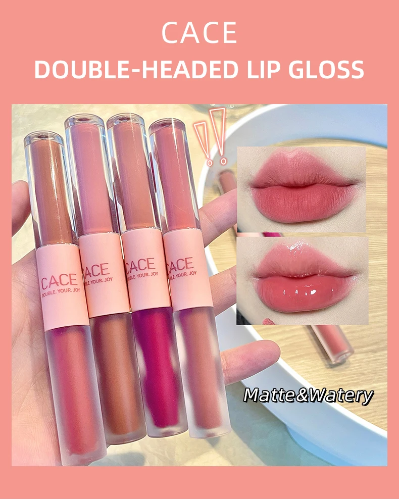 Cace Doppelkopf Lip gloss sexy rote Lippen Make-up Lippen schlamm Spiegel Wasser glanz Lip glasur matten Lippenstift wasserdichte koreanische Kosmetik – Detail 1