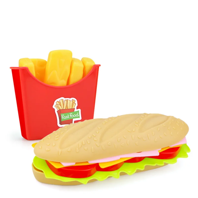 Educational Toys Kitchen Toys Pretend Kitchen Toys Pretend Food Toys Wooden Burger Toys Children Simulation Food Hamburger Hotdog French Fries Kitchen Toy Pretend Play Miniature Snack Burger Educational Toys For Kid