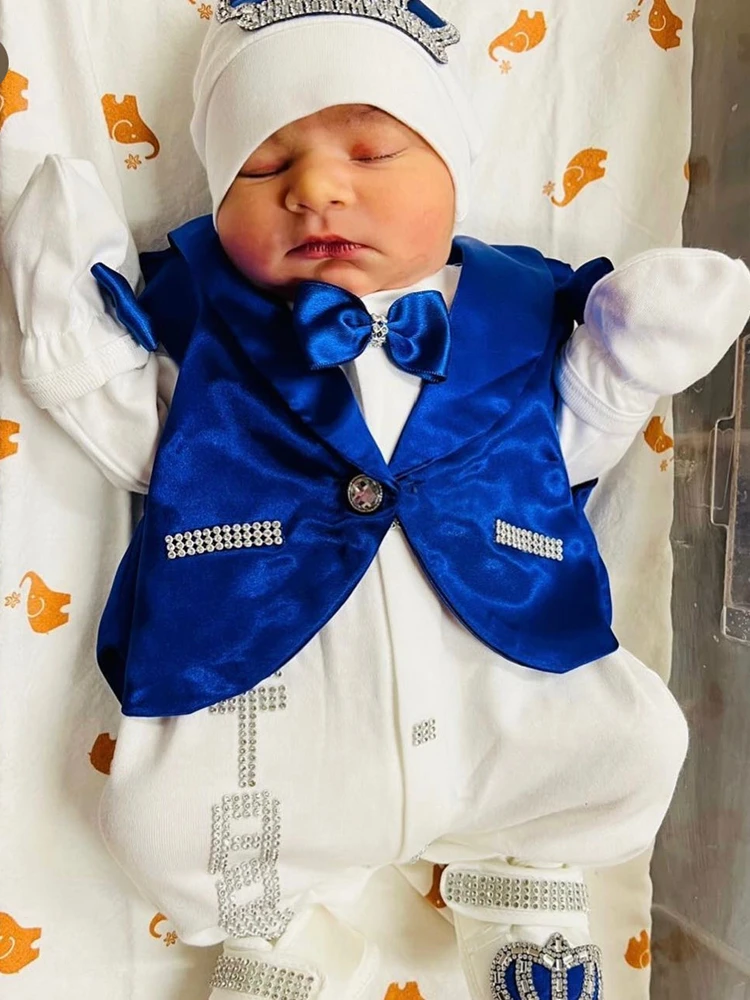5pcs Newborn Baby Boy Outfits Blazer Vest Kids Clothing Cotton Infant Products Body Suit Shirt Pants
