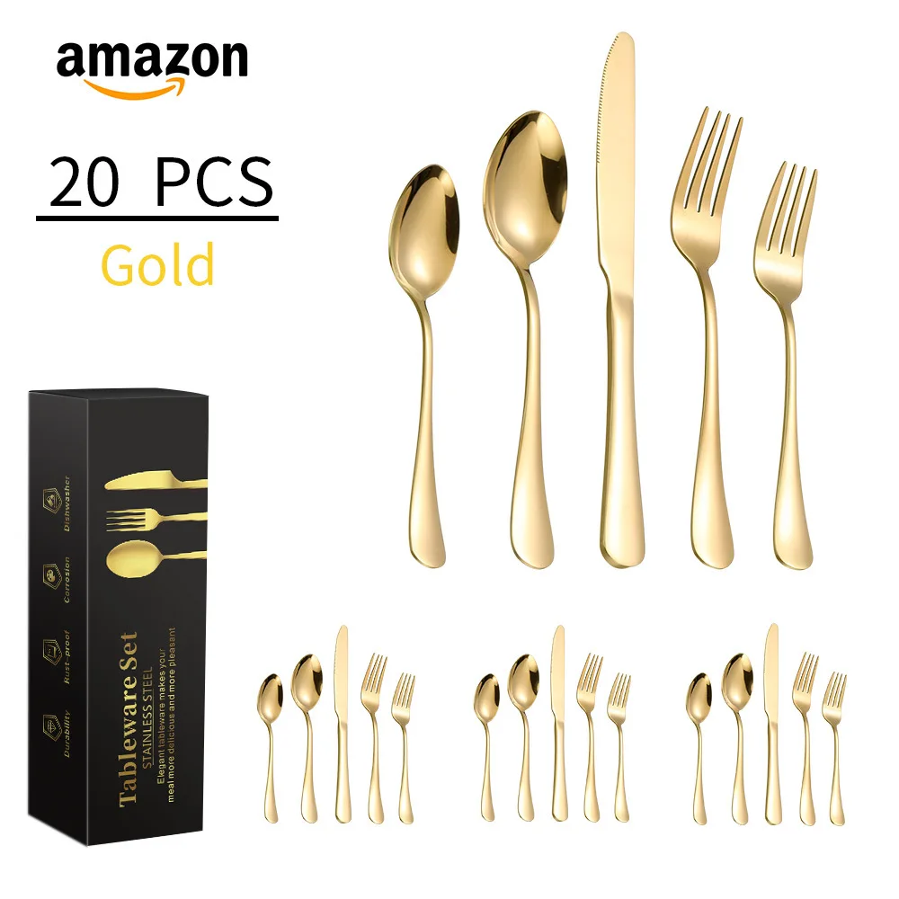

Upgrade Your Dining Experience with this 5 Piece Stainless Steel Cutlery Set Perfect for Steak Knife Fork and Spoon Lovers