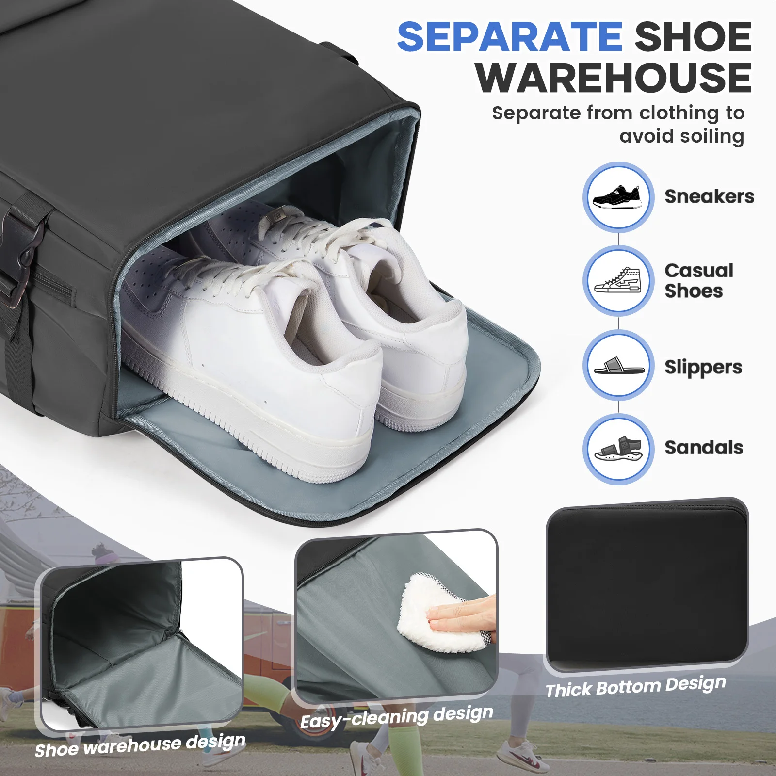 Lightweight Unisex Travel Backpack Functional Design Shoe Compartment Bags- Multi-Functional Laptop Backpack for, Hiking, School