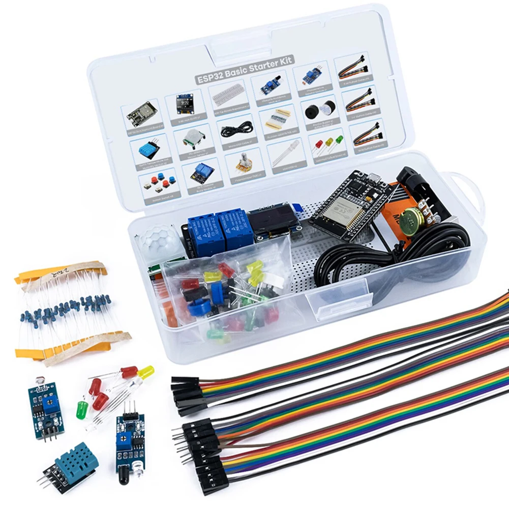 보관함 포함 ESP-32S WIFI 학습 기본 스타터 키트, 아두이노용 0.96 인치 Oled Pir 모션 센서, ESP32 스타터 키트