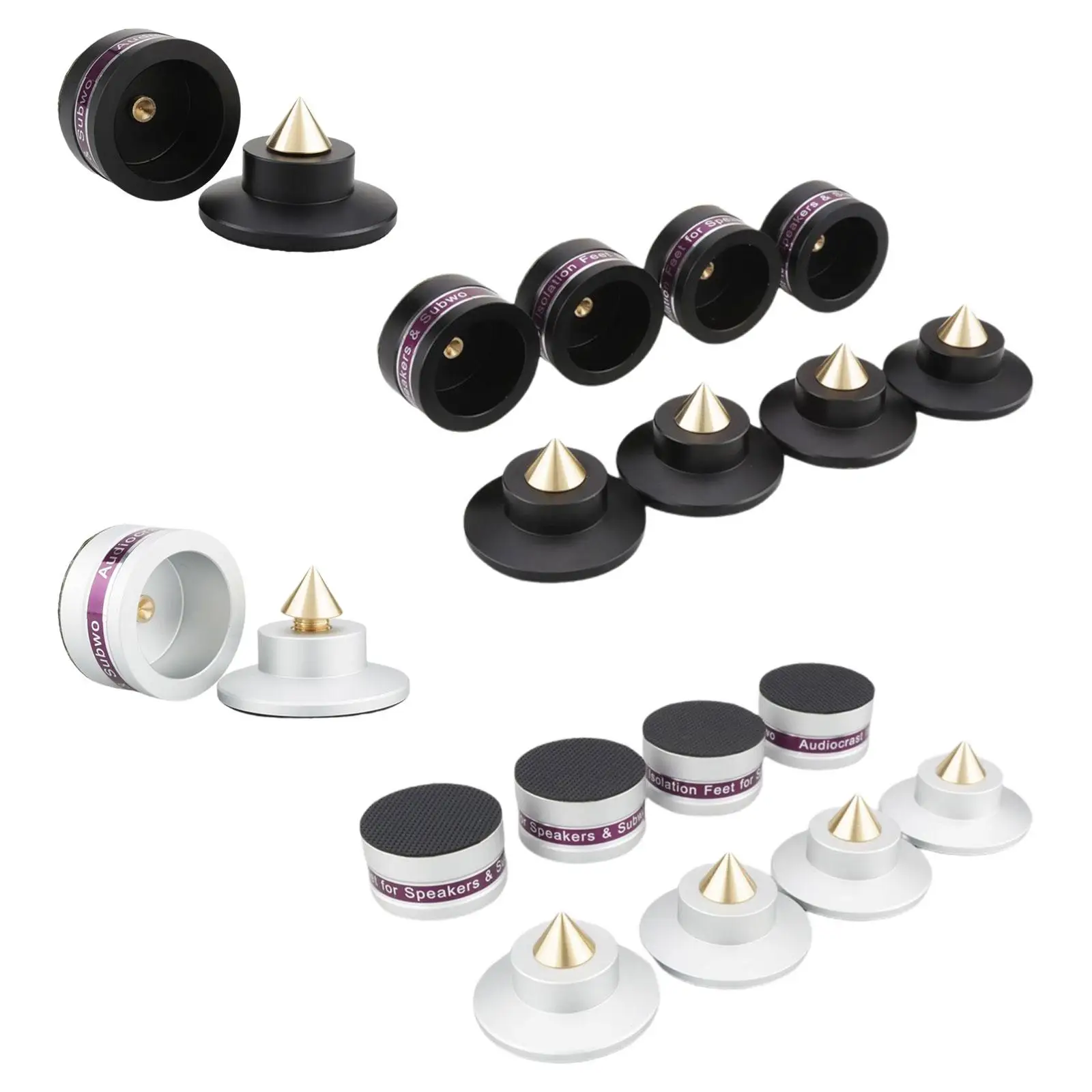 Aluminum Speaker Isolation Spikes Stand Shockproof Vibration Proof Adjustable Base Feet Pad For