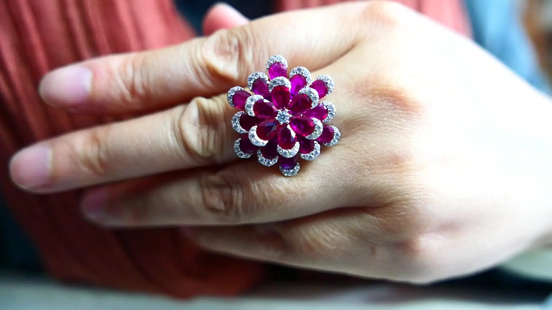 KQDANCE High Quality Real 925 Sterling Silver Lab Ruby