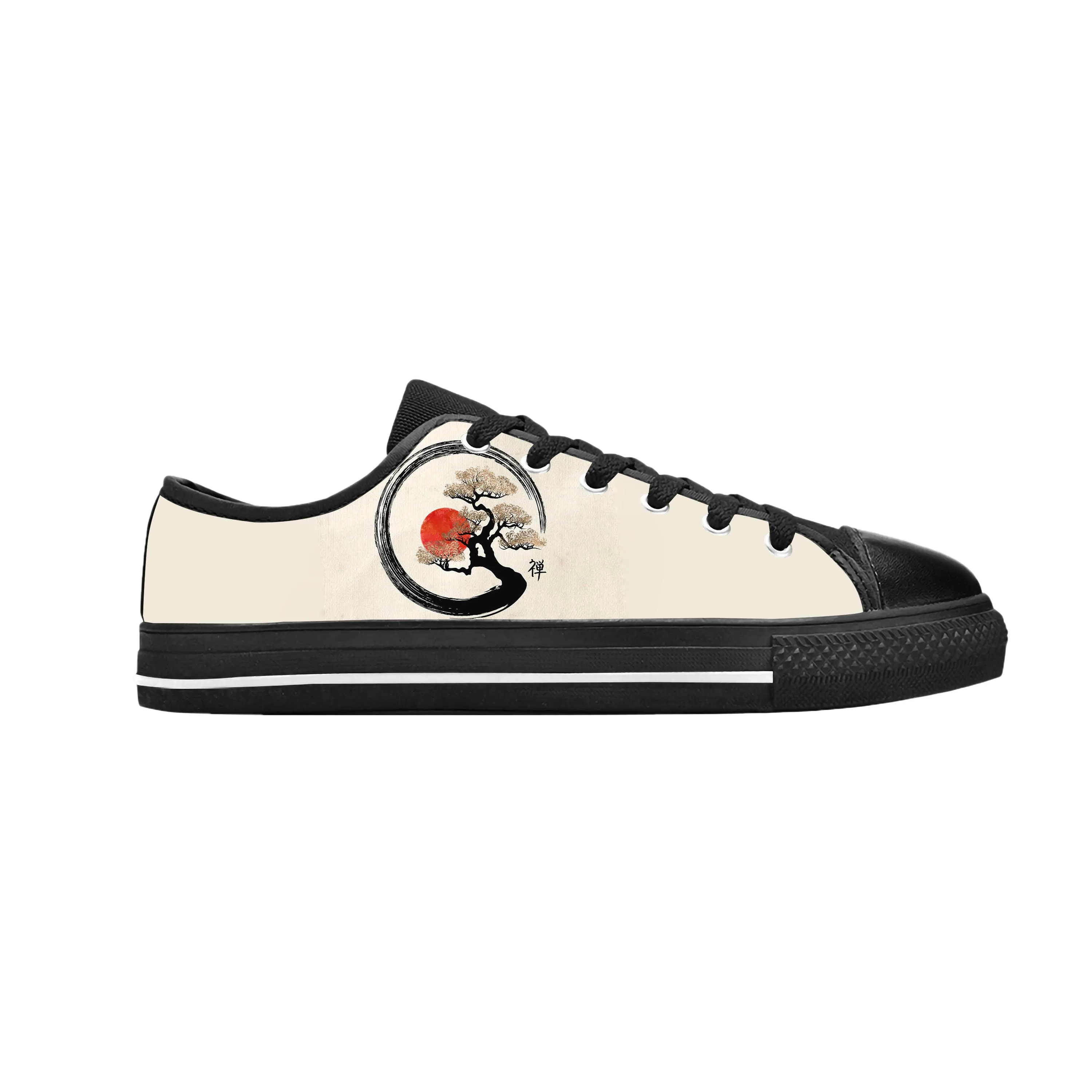 Bonsai Tree Japanese Zen Buddhist Enso Circle Cool Casual Cloth Shoes Low Top Comfortable Breathable 3D Print Men Women Sneakers