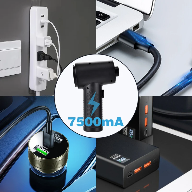 Portátil ar Comprimido Espanador em Ventilador de ar Aspirador com Led 7500mah Espanador sem Fio para Teclado Computador - Imagem 4