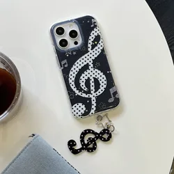 Creative Musical Notes & Symbols Charm Phone Case - Artistic Design Back Cover - iPhone 15 (With Dangle)