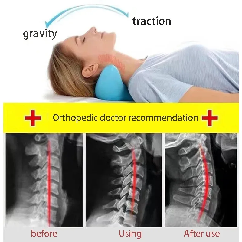 Neck Massager Stretcher Relaxer Cervical Traction Device Pillow for Pain Relief Alignment