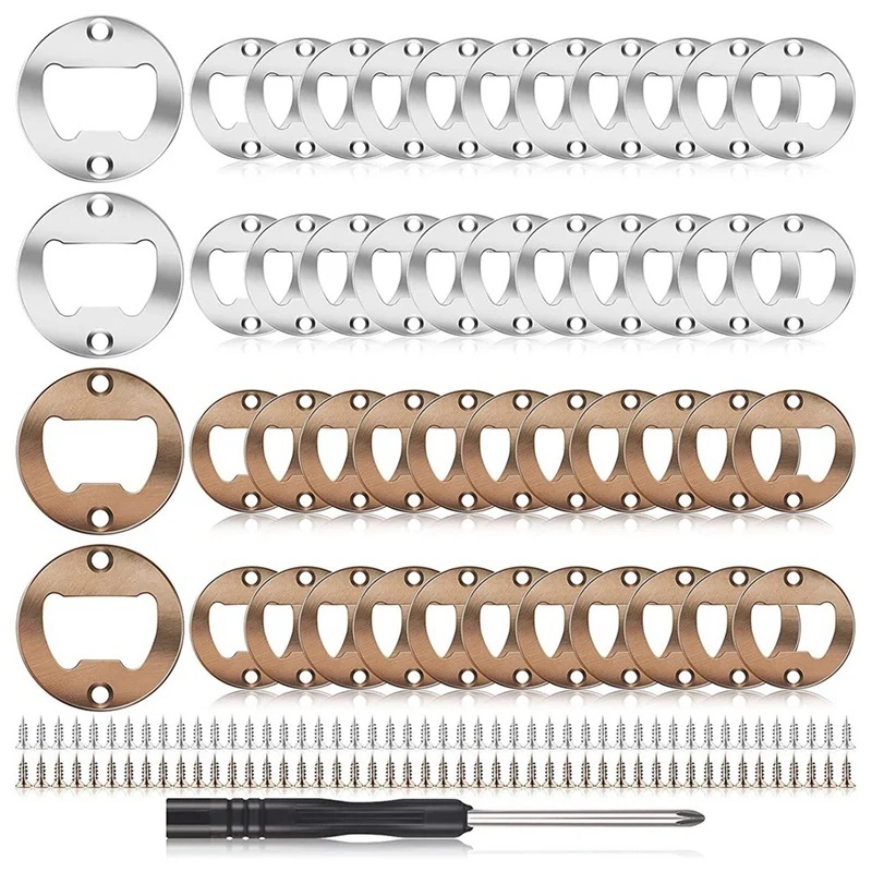 

40 Sets Beer Bottle Opener Inserts Kits Round DIY Bottle Opener Hardware Kit With Screws Screwdriver For Bottle Opener