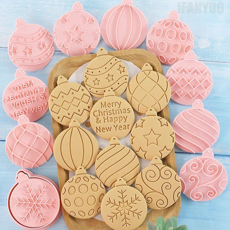 Cookies Cutter Christmas Dough Stamp Plastic 3D Cartoon Pressable Biscuit Mold Confectionery Baking Pastry Bakeware Party Decor