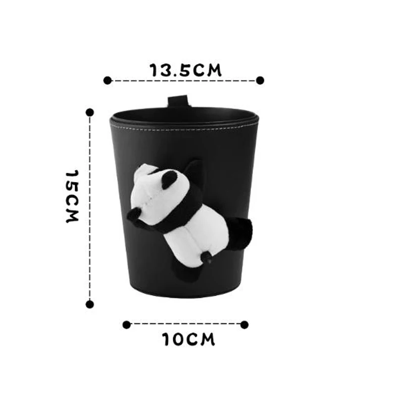 Cute Cartoon Panda Doll Car Trash Bin Can Waterproof Back Seat Headrest Mini Auto Air Vent Organizer Rubbish Bag Storage
