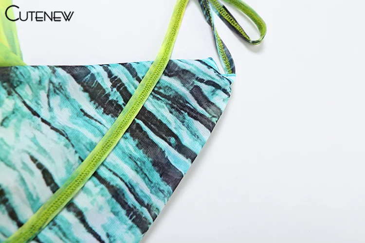Chic Sexy Women Tops New Stunning Tie Dye Bandage Swinging Neck Ribbons Backless Vest Female Hipster Y2K Club Attirewear