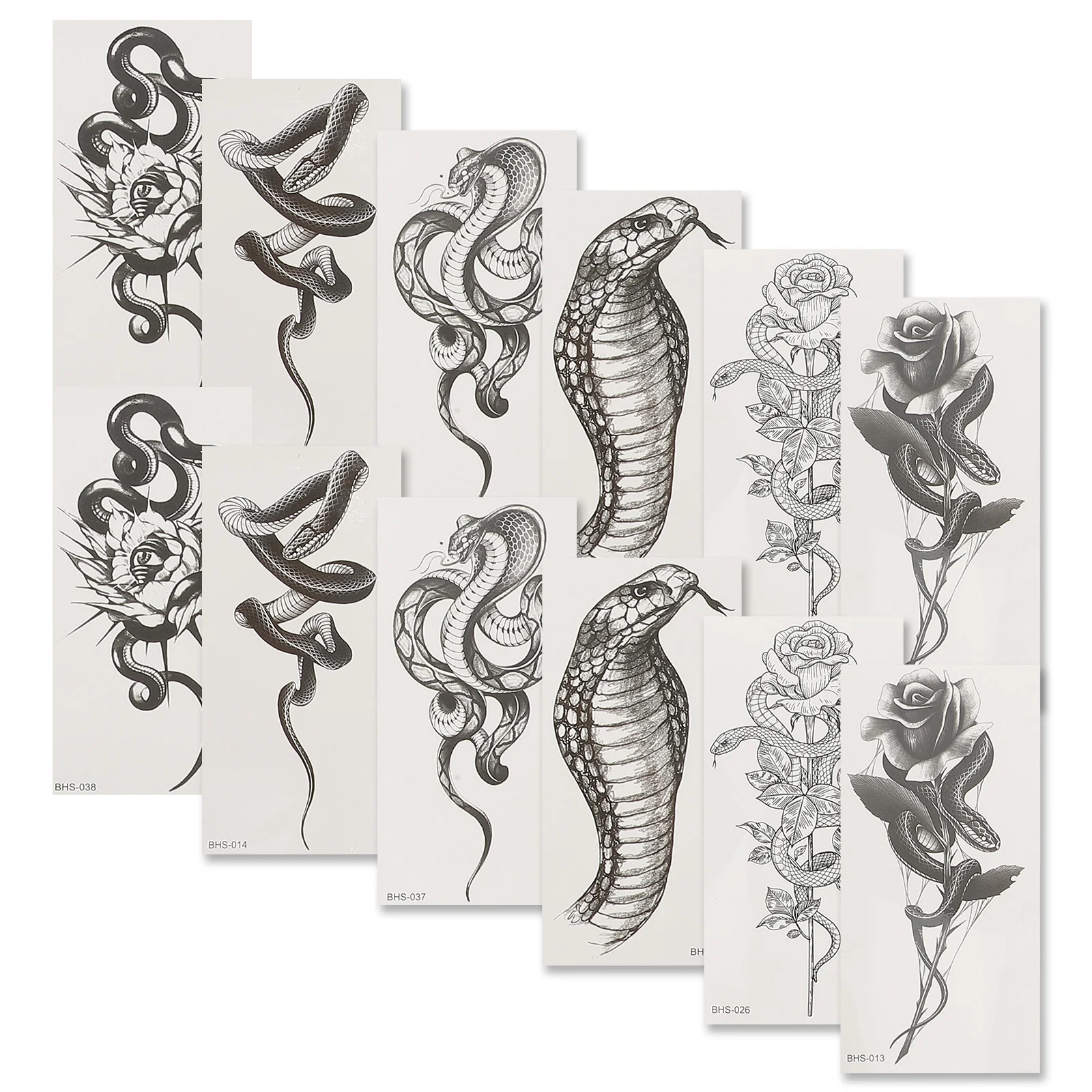 

12 листов наклеек-тату в виде змеи, татуировки на Хэллоуин, временные Реалистичные Цветы из ПВХ, персонализированные