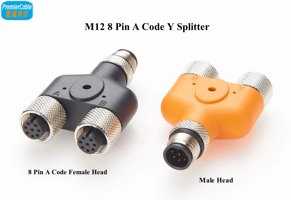 M12 Y-Splitter 8-polig A-Kodierung T-Splitter Y-Koppler A-Kodierung H-Splitter Rundsteckverbinder Verteiler für EtherCAT – Detail 2