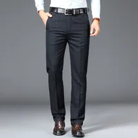 Men's Spring Autumn Solid High Waist Button Pockets Zipper Casual Suit Workwear Formal Trousers Fashion england style Pants 2