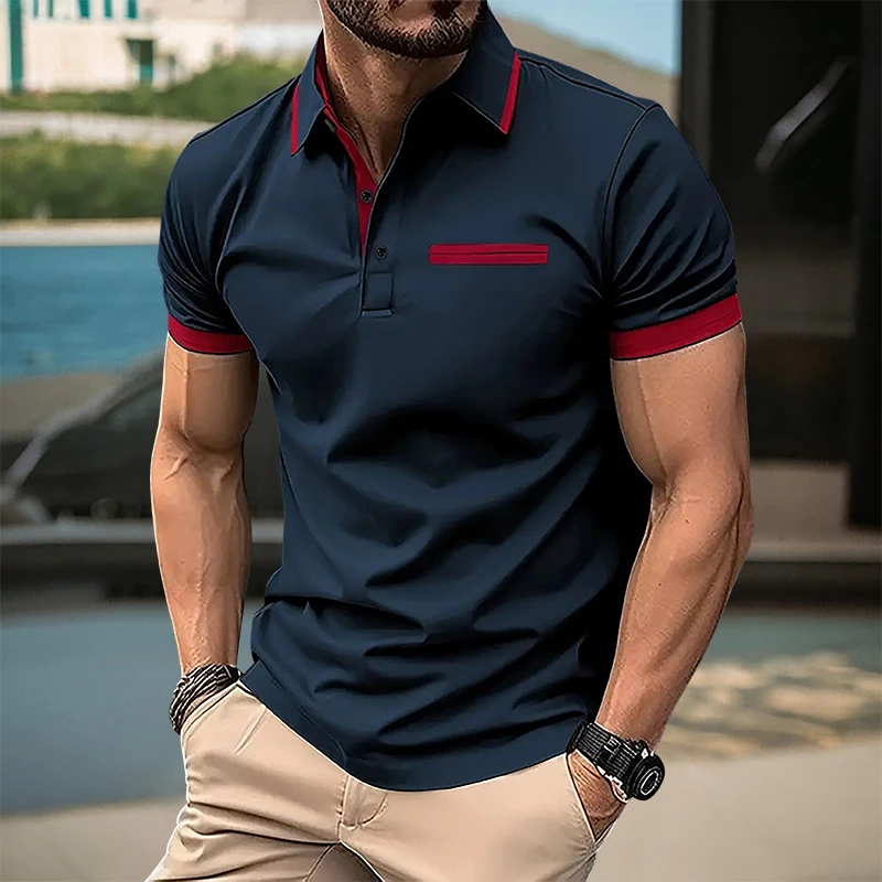 Polo Shirt Mens Golf Shirts Men's Summer Casual Short-Sleeved Polo Shirt Business Casual Breathable T-Shirt Men's Sport Top European and American plus size