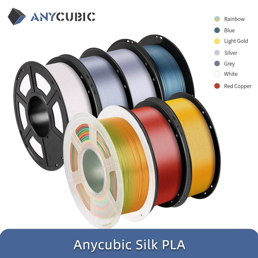 ANYCUBIC 실크 PLA 3D 프린터 필라멘트, FDM 3D 프린터용 3D 인쇄 재료, 롤 당 1kg, 1.75mm 