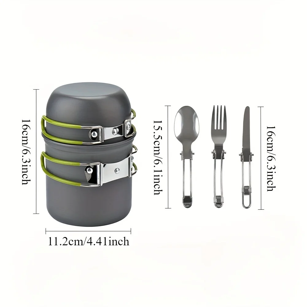 Camping Cookware Set Portable Cookware Kit Outdoor Survival Pot Cooking Tool Set Stainless Pot Nature Hike Picnic Equipment