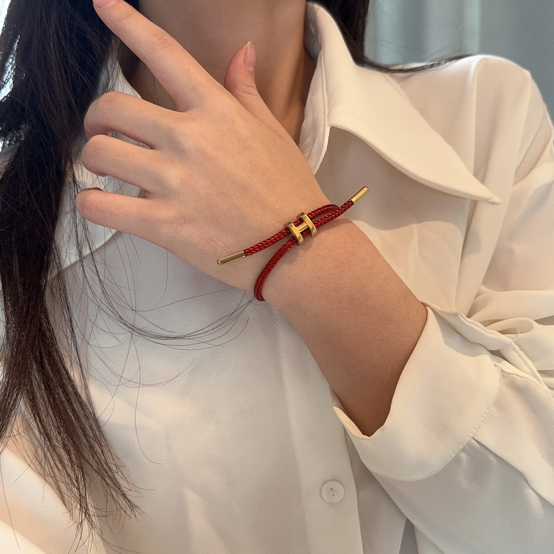 Stainless Steel Braided H Buckle Bracelet for Women 18k Gold Plated Couple Holiday Gift Bracelet Party Daily Jewelry