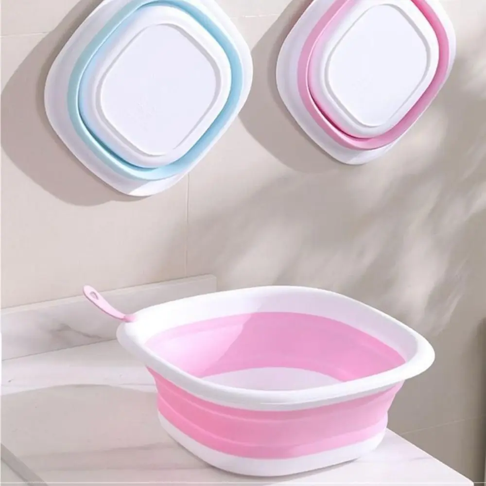 1 PCS Silicone Foldable Wash Basin Travel Portable Basin Collapsible Bucket For Home Bathroom Washbowl Hanging Bath Basins