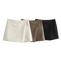 KONDALA Vintage Split Mini Shorts Skirt Women Fashion 2025 Front Pockets High Waist Office Lady Shorts Elegant Shorts Skirts - Image 5