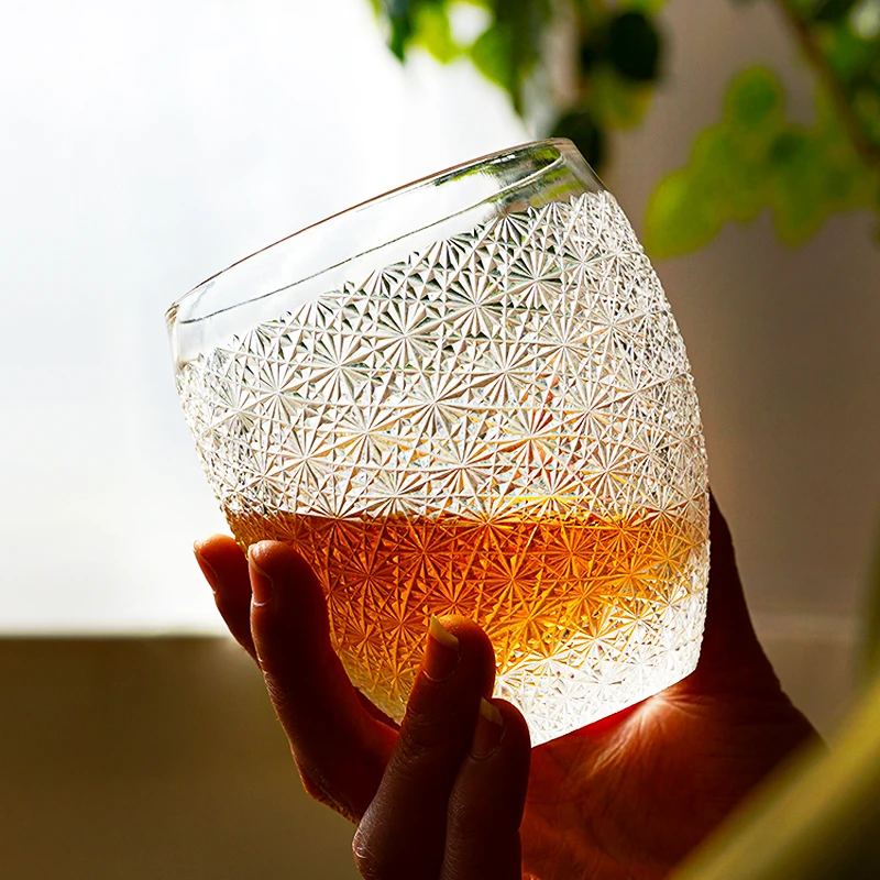 Jinyoujia-Edo Kiriko Full Starry Sky Rock Glass, Tagliato A Mano, Trasparente, Daisy K9 Crystal, Whisky Glass Con Confezione Regalo