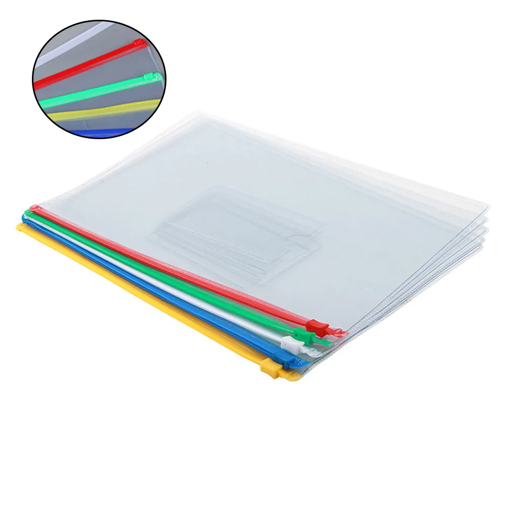 10Pcs 투명 재사용 가능한 지퍼 파일 가방 A4 방수 PVC 편지지 주최자 사..