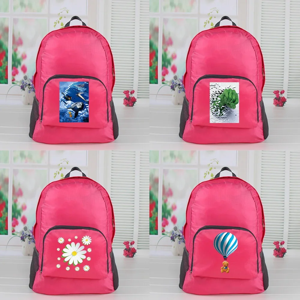 

Women School Backpack Lightweight Sports Daypack 3D Pattern Series Foldable Students Leisure Travel Computer Backpack
